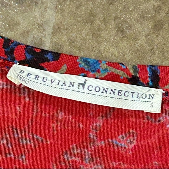 Peruvian Connection Red Paisley Print Long Sleeve Midi Dress – Size S - Picture 2 of 3